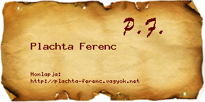 Plachta Ferenc névjegykártya
