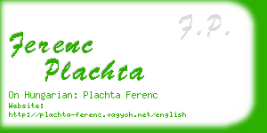 ferenc plachta business card